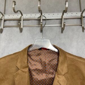 Linea Uomo Blazer Men 54L Beige 2B Suede Elbow Patches Academia Casual Coat Luxe